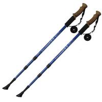Палки для скандинавской ходьбы (синие) до 1,35м Телескопическая 3-х секционная, с системой Антишок, литая пробковая ручка F18437